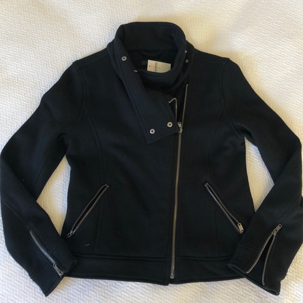 GAP Fitted Black Motorcycle Style Jacket Size Med